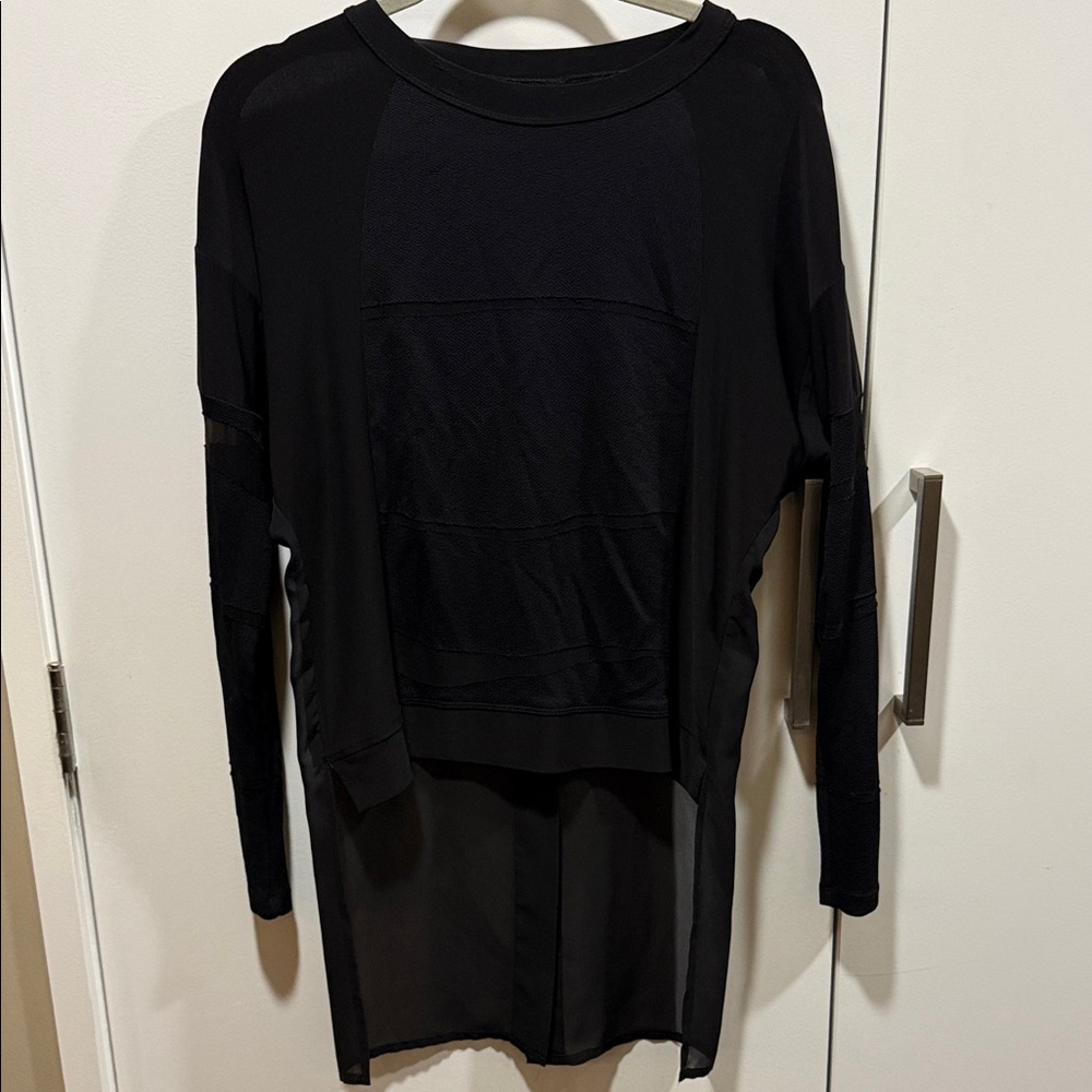 Joseph Ribkoff Black Sheer Panel Long Sleeve Top